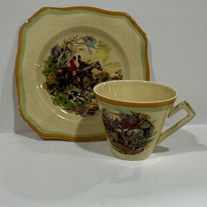 Royal Winton Grimwades teacup and snack plate in the  "English Hunting Scenes".